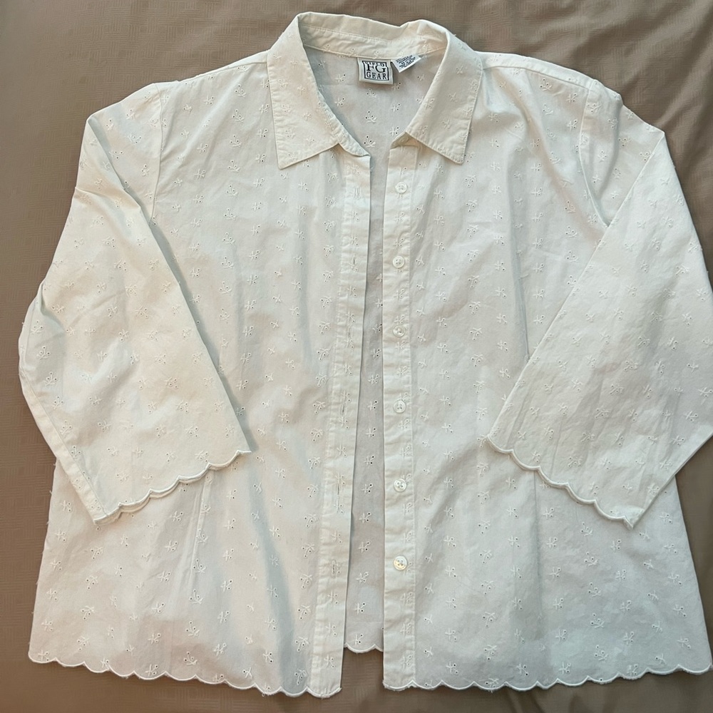 Field Gear Eyelet Scalloped Blouse
